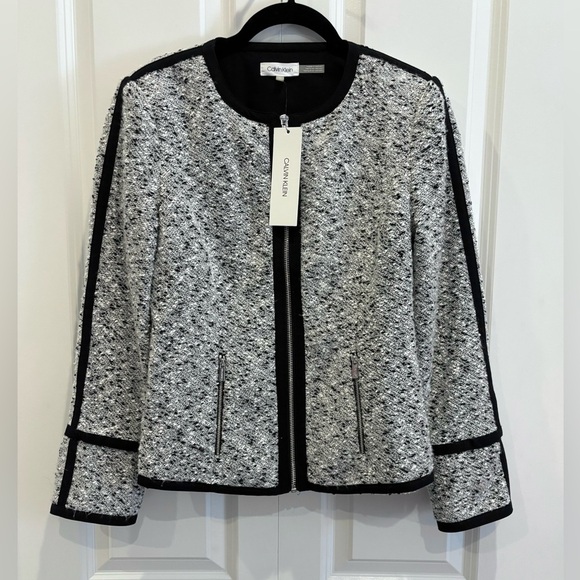 NEW Calvin Klein Tweed Cropped Blazer - Picture 2 of 5